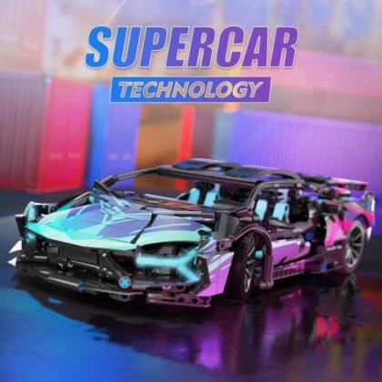 1:14 Sports Car Style Building Block Supercar with Scissor Doors Cyber-Punk