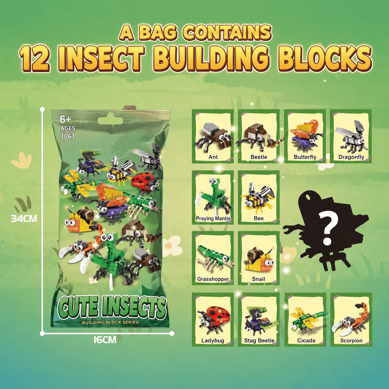 Cute Insects Building Block Set – 12-in-1 Bug Models, 1061 Pcs - Image 3